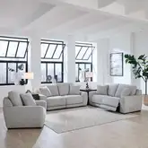 Blake Dual Power Sofa, Loveseat & Recliner Set in Smoke Gray Fabric