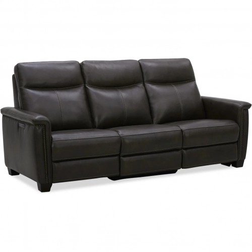 Crawford Triple Power Recline Zero Gravity Sofa in Cacao Brown Leather