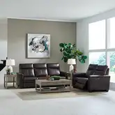 Crawford Triple Power Zero Gravity Sofa & Loveseat Set in Cacao Brown Leather