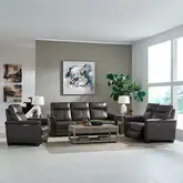Crawford Triple Power Zero Gravity Sofa, Loveseat & Recliner Set in Brown Leather