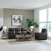 Crawford Triple Power Zero Gravity Sofa & Recliner Set in Cacao Brown Leather