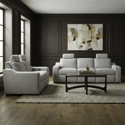 Archer Power Recline Wall Saver Sofa & Loveseat Set in Dove Gray Fabric