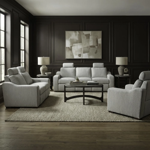 Archer Power Recline Wall Saver Sofa, Loveseat & Recliner Set in Dove Gray Fabric