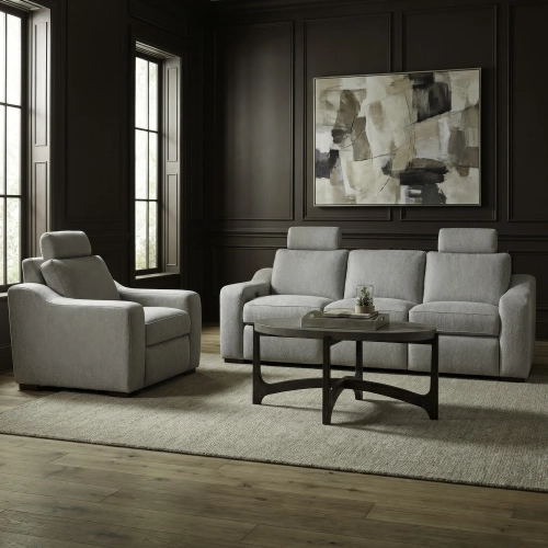 Archer Power Recline Wall Saver Sofa & Recliner Set in Dove Gray Fabric
