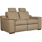 Armon Power Zero Gravity Wall Saver Loveseat in Fawn Brown Leather