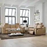 Armon Power Zero Gravity WS Sofa & Loveseat Set in Fawn Brown Leather