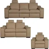 Armon Power Zero Gravity WS Sofa, Loveseat & Recliner Set in Fawn Brown Leather