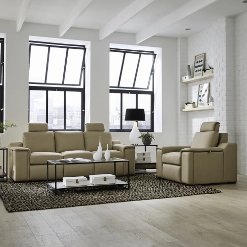 Armon Power Zero Gravity WS Sofa & Recliner Set in Fawn Brown Leather