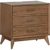 Century Modern Nightstand w/ Charging Station in Satin Walnut Brown Wood