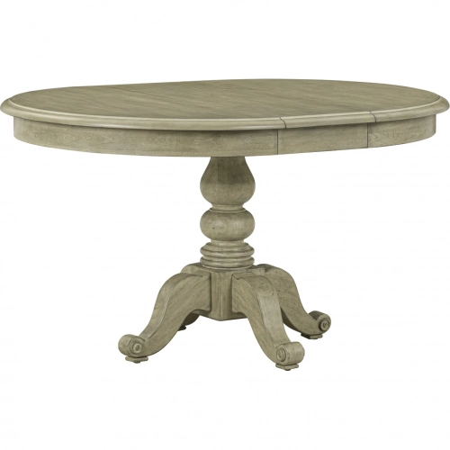 Summer House 42" Round to 54" Oval Pedestal Dining Table in Brown Wood