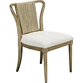 Sheridan Pointe Shaped Corded Back Dining Chair in Wood & Linen (Set of 2)