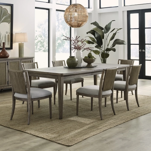 Sheridan Pointe 7-Piece Dining Set in Natural Wood & Linen