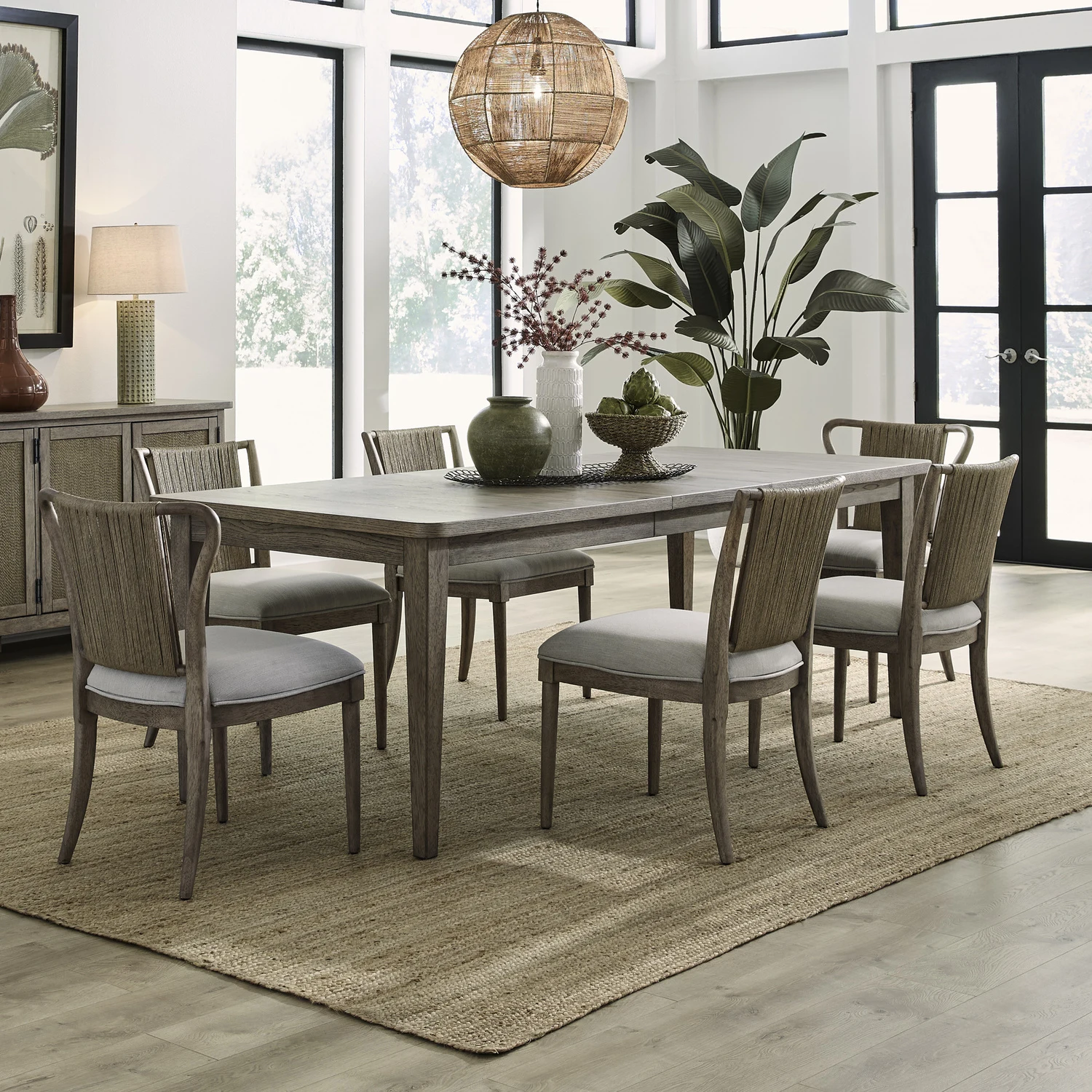 Sheridan Pointe 7-Piece Dining Set in Natural Wood & Linen