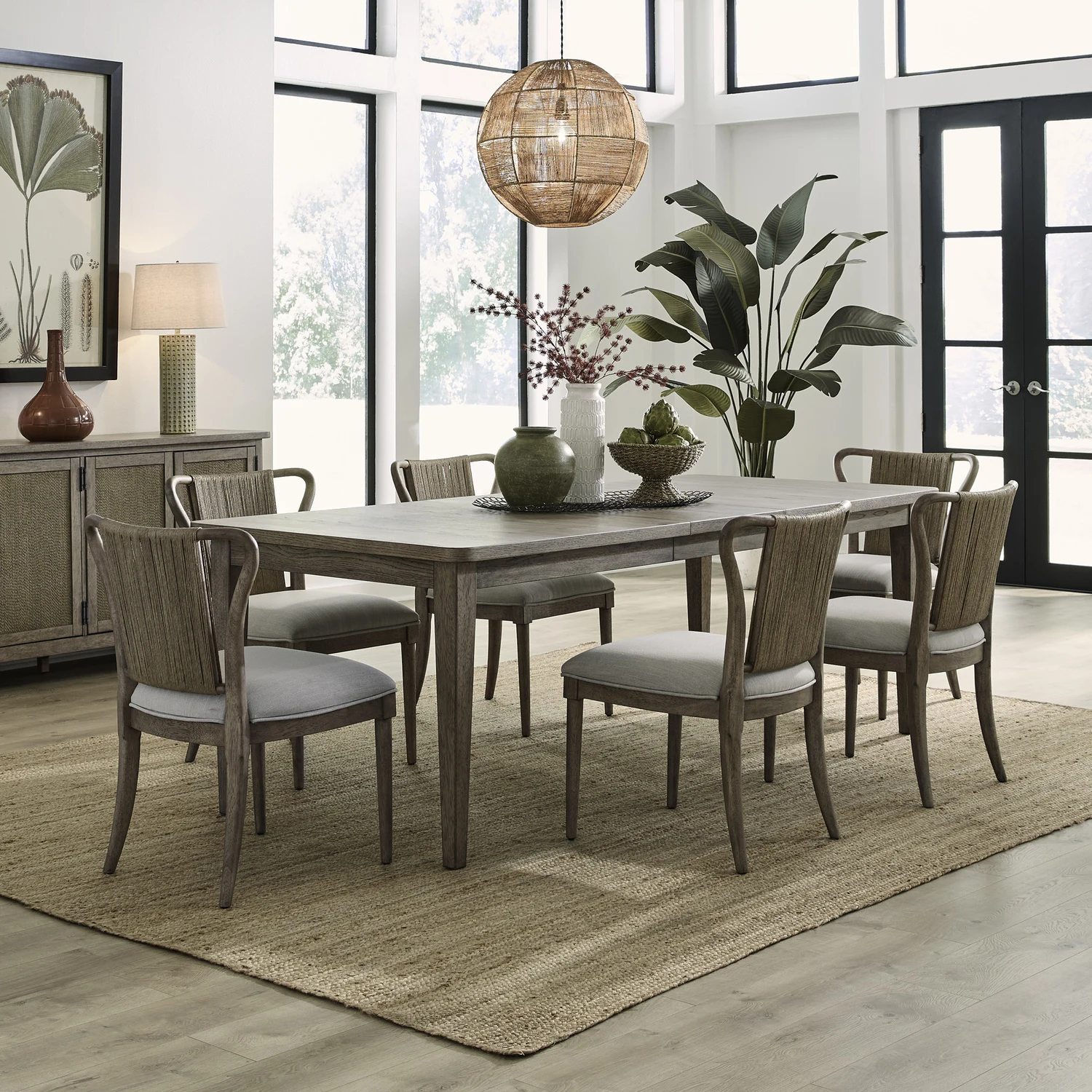 Sheridan Pointe 7-Piece Dining Set in Natural Wood & Linen