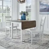Landale 3 Piece Drop Leaf Dining Set in Chestnut & White Wood