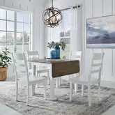 Landale 5 Piece Drop Leaf Dining Set in Chestnut & White Wood