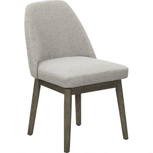 Edison Dining Chair in Wood & Gray Fabric (Set of 2)