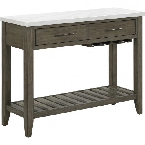 Edison Server in Brownstone Wood & White Faux Marble