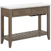Edison Server in Brownstone Wood & White Faux Marble