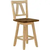 Lindsey Farm Swivel Counter Chair in Natural & Brown Wood (Set of 2)