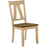Lindsey Farm Splat Back Dining Chair in Natural & Brown Wood (Set of 2)