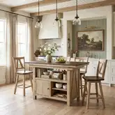 Lindsey Farm 5 Piece Gathering Height Dining Set in Natural & Brown Wood