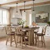 Lindsey Farm 7 Piece Gathering Height Dining Set in Natural & Brown Wood