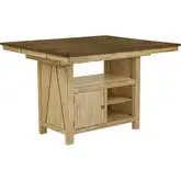 Lindsey Farm Kitchen Island Gathering Table in Natural & Brown Wood