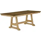 Lindsey Farm 78" Extension Trestle Dining Table in Natural & Brown Wood