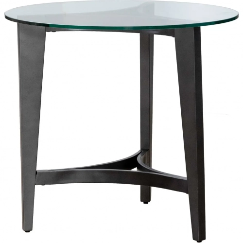 Capri Round End Table in Espresso Brown Metal & Glass