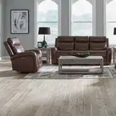 Blair Dual Power Zero Gravity Sofa & Recliner Set in Cognac Brown Leather