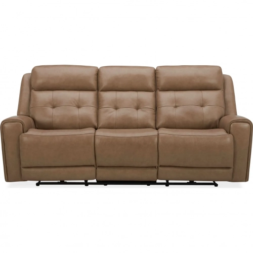 Carrington Zero Gravity Power Recline Sofa in York Sand Brown Leather
