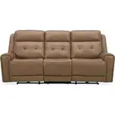 Carrington Zero Gravity Power Recline Sofa in York Sand Brown Leather