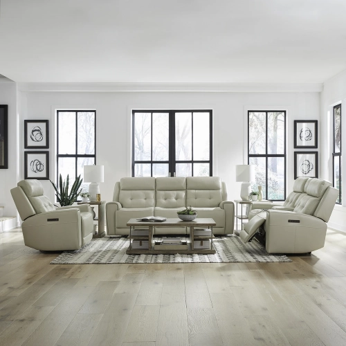 Carrington Triple Power Zero Gravity Sofa, Loveseat & Recliner Set in Baja Stone Leather