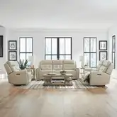 Carrington Triple Power Zero Gravity Sofa, Loveseat & Recliner Set in Baja Stone Leather