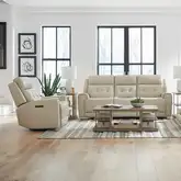 Carrington Triple Power Zero Gravity Sofa & Recliner Set in Baja Stone Leather