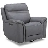 Cooper Swivel Glider Power Recliner in Blue Gray Top Grain Leather