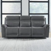 Cooper Power Recline Sofa in Blue Gray Top Grain Leather