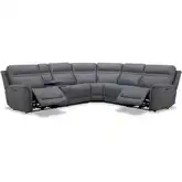 Cooper 6 Piece Power Recline Sectional Sofa in Blue Gray Leather