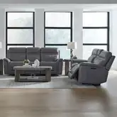 Cooper Triple Power Zero Gravity Sofa & Loveseat Set in Blue Gray Leather