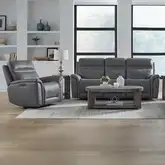 Cooper Triple Power Zero Gravity Sofa & Recliner Set in Blue Gray Leather