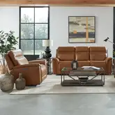 Cooper Triple Power Zero Gravity Sofa & Recliner Set in Camel Brown Leather