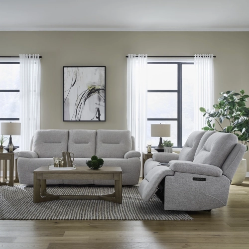 Cameron Triple Power Zero Gravity Sofa & Loveseat Set in Ginger Neutral Fabric
