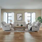 Cameron Triple Power Zero Gravity Sofa, Loveseat & Recliner Set in Neutral Fabric