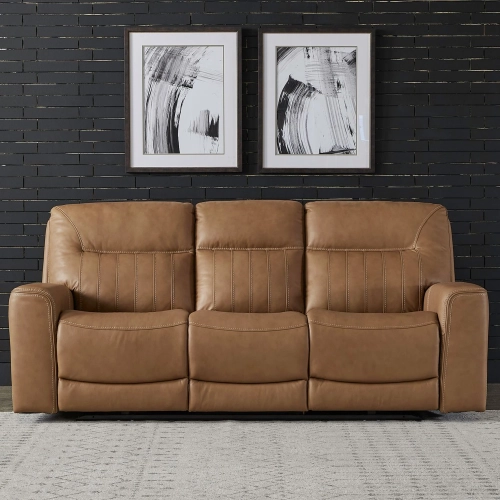 Bennett Dual Zero Gravity Power Recline Sofa in Butternut Top Grain Leather