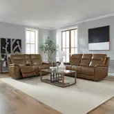 Collins Triple Power Zero Gravity Sofa & Loveseat Set in Brown Leather