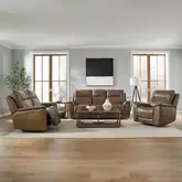 Collins Triple Power Zero Gravity Sofa, Loveseat & Recliner Set in Brown Leather