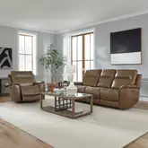 Collins Triple Power Zero Gravity Sofa & Recliner Set in Brown Leather