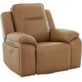 Callihan Power Swivel Glider Recliner in York Butternut Brown Leather
