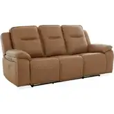 Callihan Zero Gravity Power Recline Sofa in York Butternut Brown Leather